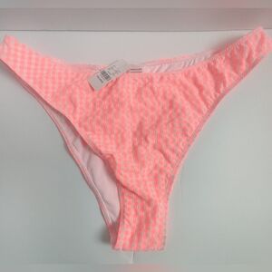 🆕 Gabrielle Union peach orange checkered Bikini bottoms summer vaca beach pool